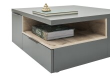 Couchtisch >Enna< 2 Schübe, dunkelgrau, Rima Oak, Span - 80x35x80cm (BxHxT)