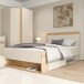 Stauraumbett >WEXLIN< in Sand / Mauvella Eiche Dekor - 130x96,3x210,8cm (BxHxT)