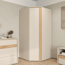Eckkleiderschrank >WEXLIN< Sand/ Mauvella Eiche Dekor - 92,2x193,7x92,2cm (BxHxT)