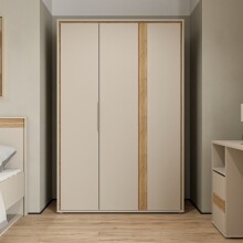 Drehtürenschrank >WEXLIN< 5 Böden, 1 Stange, Sand / Mauvella Eiche - 126,3x193,7x60cm (BxHxT)