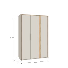 Drehtürenschrank >WEXLIN< 5 Böden, 1 Stange, Sand / Mauvella Eiche - 126,3x193,7x60cm (BxHxT)