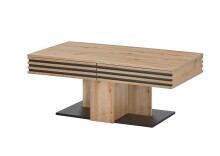 Couchtisch >Luara< 2 Schübe, Artisan Eiche Dekor, schwarz - 110x44x60 (BxHxT)