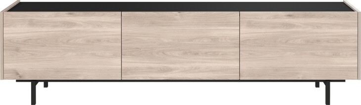Lowboard >CANTORIA< 3 Klappen, Castello-Eiche-Dekor / Schwarz - 184x48x40cm (BxHxT)