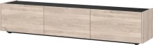 Lowboard >CANTORIA< 3 Klappen, Castello-Eiche-Dekor / Schwarz - 184x48x40cm (BxHxT)