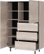 Highboard >CANTORIA< 2 Türen, 3 Schübe, Castello-Eiche-Dekor/Schwarz - 109x150x40cm (BxHxT)