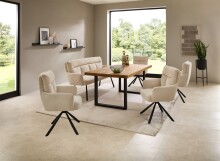 Esstisch >Chris U< in Eiche, schwarz, Massivholz, Metall - 180x76x100cm (BxHxT)