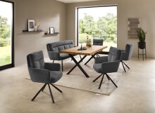 Esstisch >Chris X< in Eiche, schwarz, Massivholz, Metall - 180x76x100cm (BxHxT)