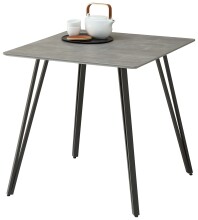 Esstisch >Fiete< in beton Dekor, schwarz, MDF, Metall - 80x75x80cm (BxHxT)