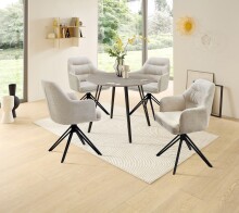 Esstisch >Floris< in Steinoptik, schwarz, MDF,...