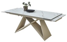 Kulissen-Esstisch >Jamiro< ausziehbar bis 260cm, weiß, beige - 180/260x76x90 (BxHxT)
