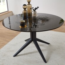 Esstisch >Leano< in schwarz, Glas, Metall - 76x120cm (HxD)