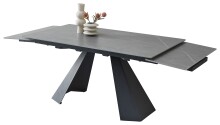 Kulissen-Esstisch >Mitch< ausziehbar, grau / schwarz, Keramik + Metall - 160/240x76x90 (BxHxT)