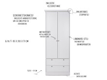 Kleiderschrank >Landsted< in Weiß - 80x200x51cm (BxHxT)