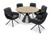 Armlehnstuhl >Amy< (2er Set) Echtleder-Sitz + Mikrofaser, schwarz - 63x90x65 (BxHxT)