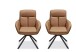 Armlehnstuhl >Amy< (2er Set) Echtleder-Sitz + Mikrofaser, braun - 63x90x65 (BxHxT)