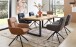 Armlehnstuhl >Amy< (2er Set) Echtleder-Sitz + Mikrofaser, braun - 63x90x65 (BxHxT)