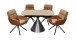 Armlehnstuhl >Amy< (2er Set) Echtleder-Sitz + Mikrofaser, braun - 63x90x65 (BxHxT)