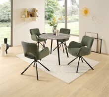 Armlehnstuhl >Anneli< (2er Set) drehbar, Cord grün, schwarz - 45x82x47,5 (BxHxT)