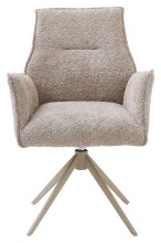 Armlehnstuhl >Kayla< (2er Set) drehbar, Bouclestoffbezug taupe, beige - 62x60x92 (BxHxT)