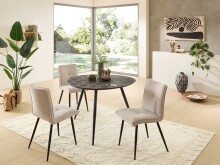 4-Fußstuhl >Lara< (4er Set) Bouclestoffbezug hellgrau, schwarz - 60x85x44 (BxHxT)