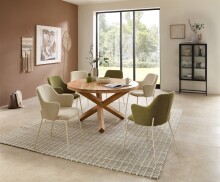 4-Fußstuhl >Lissi< (2er Set) Armlehnen, beige, creme - 60x84x55 (BxHxT)