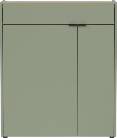 Schuhkommode >GW-AMECA< 2 Türen, 1 Schub, Taupegrün / Navarra-Eiche-Dekor - 83x99x22cm (BxHxT)