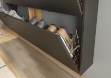 Hängeschuhschrank >GW-AMECA< Schuhkipper, Graphit/Navarra-Eiche-Dekor - 140x83x18 (BxHxT)