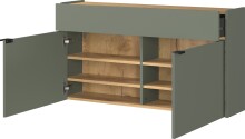 Hängeschuhschrank >GW-AMECA< Schuhkommode, Taupegrün/Navarra-Eiche-Dekor - 110x57x22cm (BxHxT)