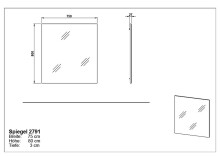 Garderobenspiegel >2791< Trägerplatte Graphit - 75x80x3cm (BxHxT)