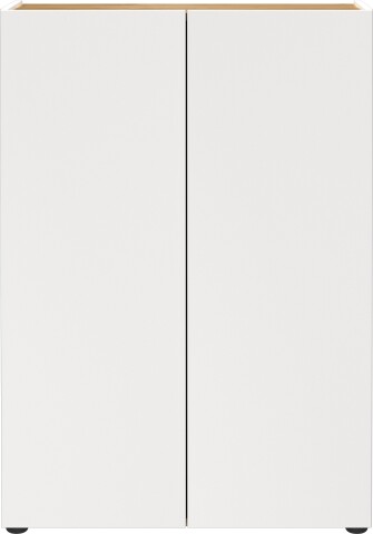 Schuhkommode >GW-ALVIANO< 2 Türen, 3 Böden, Weiß/Navarra-Eiche-Dekor - 74x105x33cm (BxHxT)