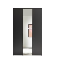 Drehtürenschrank >Kevo< 2 Böden, 2 Stangen, Spiegel, Graphit, Dekor - 135x225x52cm (BxHxT)