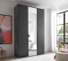 Drehtürenschrank >Kevo< 2 Böden, 2 Stangen, Spiegel, Graphit, Dekor - 135x225x52cm (BxHxT)