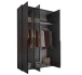 Drehtürenschrank >Kevo< 2 Böden, 2 Stangen, Spiegel, Graphit, Dekor - 135x225x52cm (BxHxT)