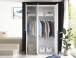 Drehtürenschrank >Kevo< 2 Böden, 2 Stangen, Spiegel, Weiß, Dekor - 135x225x52cm (BxHxT)