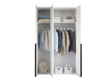 Drehtürenschrank >Kevo< 2 Böden, 2 Stangen, Weiß, Dekor - 135x225x52cm (BxHxT)