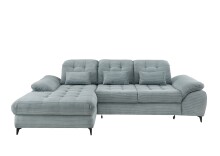 Polsterecke >Devland< Schlaffunktion, Stauraum, Cord Aqua - 273x105x189cm (BxHxT)