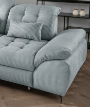 Polsterecke >Devland< Schlaffunktion, Stauraum, Cord Aqua - 273x105x189cm (BxHxT)