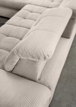 Polsterecke >Devland< Schlaffunktion, Kopfteilverstellung, Cord beige - 273x105x189cm BxHxT