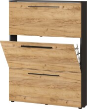 Schuhkipper >GW-WILDOMAR< 3 Klappen, Graphit / Navarra-Eiche-Dekor - 100x127x19cm (BxHxT)