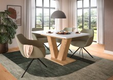 Kulissen-Esstisch >Motion< ausziehbar 190cm, weiß / artisan Eiche Dekor - 150/190x76x90cm (BxHxT)