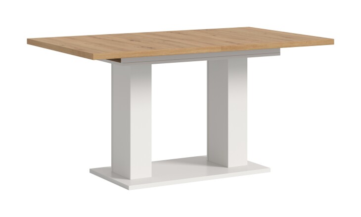 Kulissen-Esstisch >Motion< ausziehbar 190cm, weiß / artisan Eiche Dekor - 150/190x76x90cm (BxHxT)
