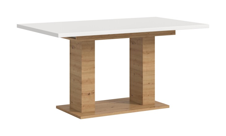 Kulissen-Esstisch >Motion< ausziehbar 190cm, weiß / artisan Eiche Dekor - 150/190x76x90cm (BxHxT)