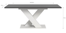 Kulissen-Esstisch >Motion< ausziehbar 190cm, Grau / Weiß - 150/190x76x90cm (BxHxT)