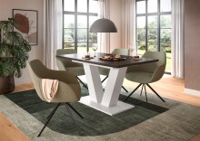 Kulissen-Esstisch >Motion< ausziehbar 190cm, Grau / Weiß - 150/190x76x90cm (BxHxT)