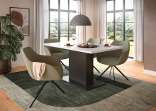 Kulissen-Esstisch >Motion< ausziehbar 190cm, Grau / Weiß - 150/190x76x90cm (BxHxT)