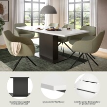 Kulissen-Esstisch >Motion< ausziehbar 190cm, Grau / Weiß - 150/190x76x90cm (BxHxT)