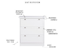 Kommode >Landsted< in Weiß - 80x90x45cm (BxHxT)