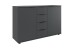 Bettanlage >Tilburg< (4tlg. ) LED, Bett 188x92x210, Nachtkommoden, Sideboard, Farbe Grafit
