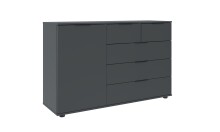 Bettanlage >Tilburg< (4tlg. ) LED, Bett 168x92x210, Nachtkommoden, Sideboard, Farbe Grafit