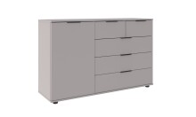 Schlafzimmer-Set >Tilburg< (5tlg.) Bett 168x92x210cm, Schrank, Kommoden, Saharagrau / Grafit